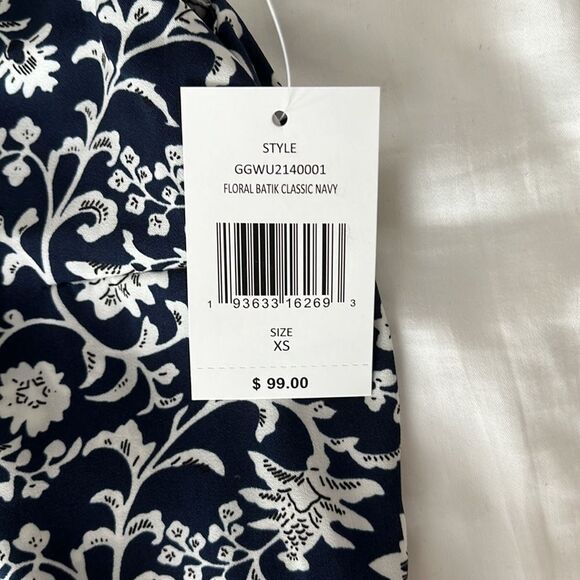 Gigi Parker Floral Batik Tiered Maxi‎ Dress Navy White Size XS - Picture 6 of 10